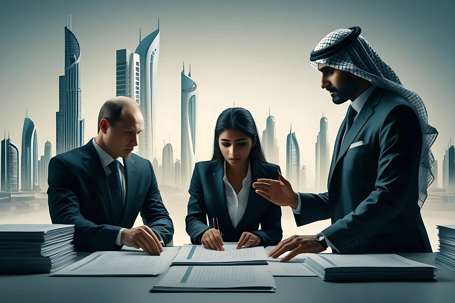 Russian entrepreneur receiving legal guidance in Saudi Arabia to navigate market entry challenges.